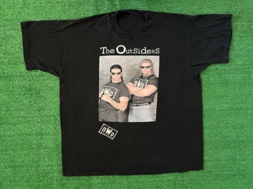 Vintage 90s NWO The Outsiders Scott Hall Razor Ramon Kevin Nash Shirt Black XXL - Afbeelding 1 van 5