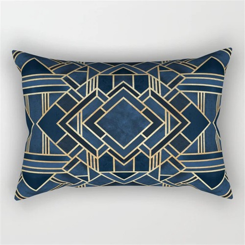 Geometric Polyester Pillow Cover Stripe Patchwork Rectangle Cushion Cover Gold - Picture 44 of 51