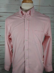 Charles-Tyrwhitt-Slim-Fit-Non-Iron-Mens-Button-Front-L-S-Red-White-Shirt-Medium