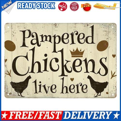 Chickens Tin Plate Vintage Metal Sign Home Decor Wall Art Pub Cafe Iron Painting - Picture 1 of 12