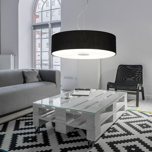 Design Hänge Decken Lampe Textil schwarz Küchen Glas Pendel Leuchte satiniert - Bild 7 von 10