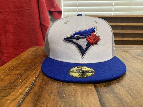 Toronto Blue Jays 18 All Star Game Blue White Gray New Era Fitted 7 3/4 Green UV - Afbeelding 1 van 18