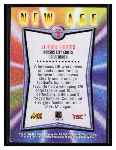 1996 Stadium Club New Age Refractor #NA8 Jerome Woods RC - Picture 2 of 2
