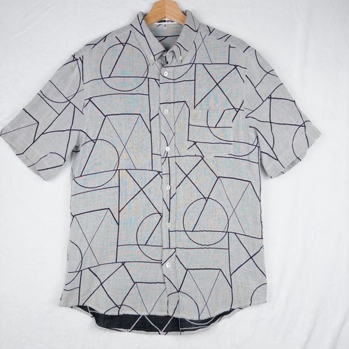 Alexander McQueen Shirt Men Extra Large Cotton Linen Blend MCQ Designer Abstract
