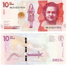 2020 Colombia P460 10000 Pesos Banknote UNC