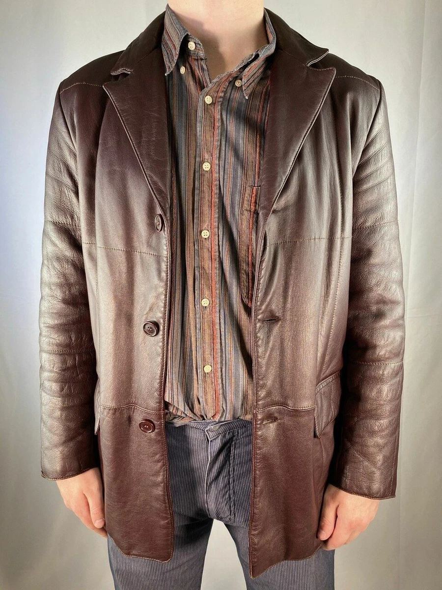 Gianfranco Ferre Studio Dark Maroon Burgundy Red Brown Leather Jacket Vintage