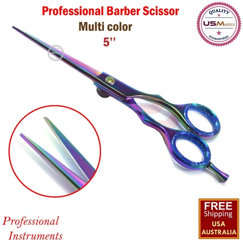 Haircutting Barber Saloon Schere Multicolor Scissor 5 inch Stainless Steel - Picture 2 of 6
