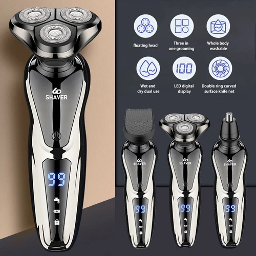 3in1 Professional Cordless Wet/Dry Razor Men Rotary Shaver Beard Trimmer Shaving - Picture 6 of 8