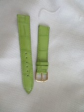 GENUINE leather usa watchstrap watch band strap 18mm gold croco grain lime