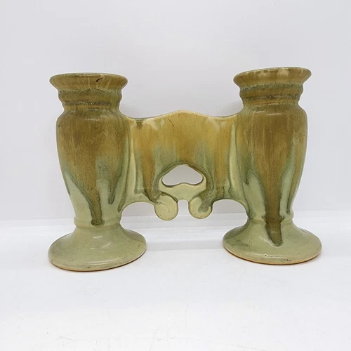 Roseville Pottery C. 1915-27 Carnelian Double Dual Bud Fence Vase