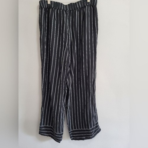 Loft Fluid Wide Leg Pants In Striped Crepe Size Medium Black And White - Picture 4 of 8