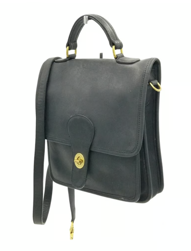 バッグ Vintage Coach Turnlock 2Way BusinessBag Coach Vintage Black Leather Crossbody With Turnlock Closure