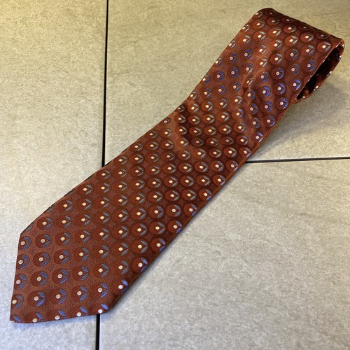 Robert Talbott Best of Class Tie Necktie Rust Lt Blue Multi Geometric Discs Dots - Picture 4 of 11