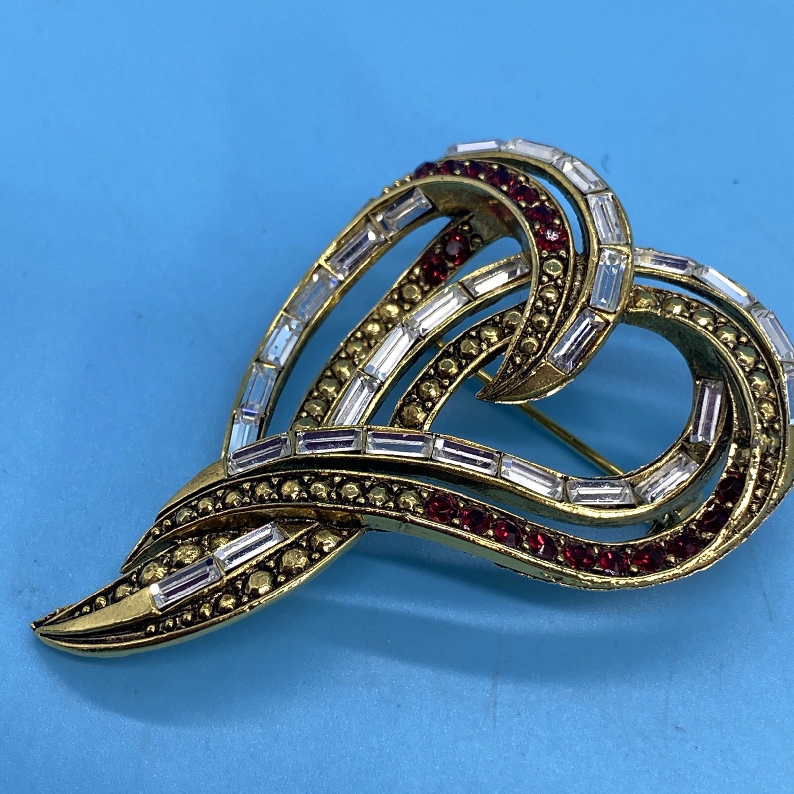 Weiss Signed/Round Ruby Red & Clear Baguette Ston… - image 20