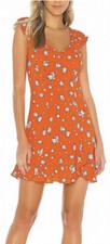 Free People Like A Lady Mini Dress Citrus Floral Print Orange S Small