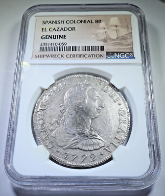 NGC 1772 El Cazador Shipwreck Silver 8 Reales 1700's Spanish NGC 1772 El Cazador Shipwreck Silver 8 Reales 1700's Spanish