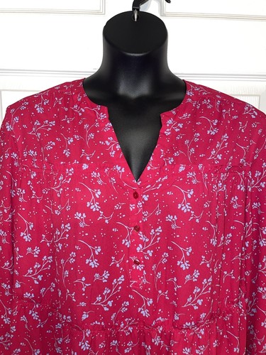 The Pioneer Woman Sz XXL Pink Floral Micro Ruffle Tiered Pullover Tunic Top EUC - Picture 3 of 11
