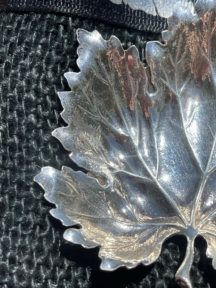 Plato de tuerca hoja de arce vintage Buccellati Italia plata esterlina 3" cuenco pequeño Foto 2 de 4