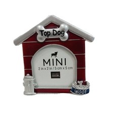 NEW Dog Photo Picture Frame 2x2 RED SILVER 3D Metal Pet Family Love Back Stand