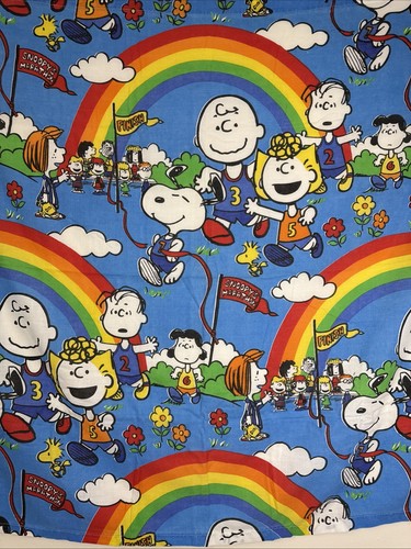 Vintage Charlie Brown Rainbows Colorful Vibrant 45” x 49” Fabric - Picture 2 of 4