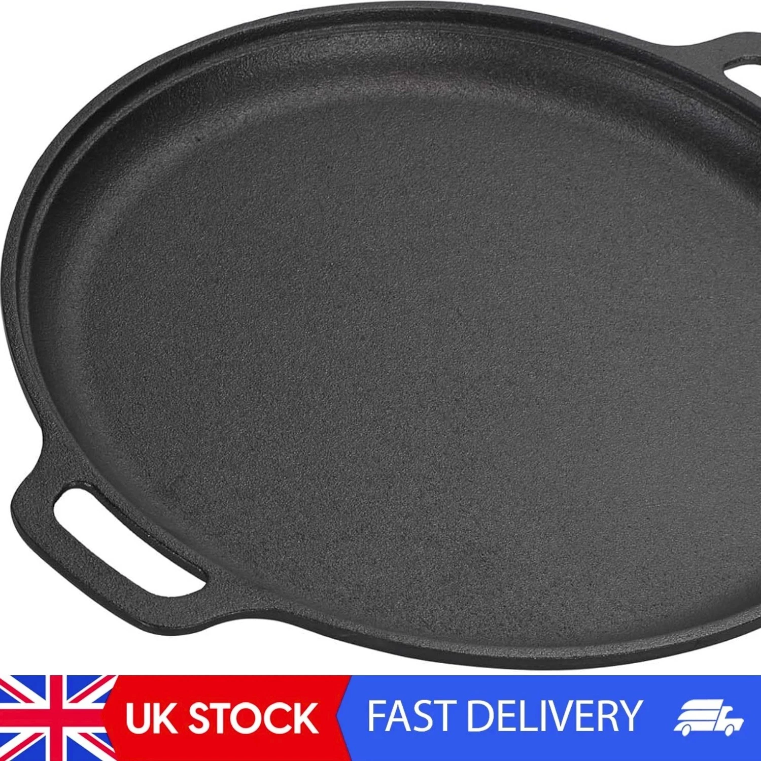 Cast Iron Skillet Pan, Pre-Seasoned Round Griddle Pan For Pancakes, BBQ, Pizza