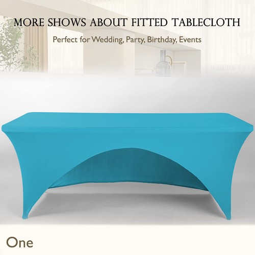 Spandex Table Cover 8 ft. Fitted Polyester Tablecloth Stretch Table Cover Tab... - Picture 6 of 7