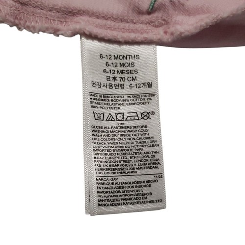 Pantaloncini Baby Gap Denim Bambina Rosa Ricamo Floreale 6-12 Mesi - Foto 5 di 5