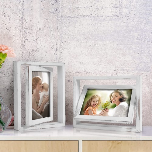 Egofine 2er-Pack 5x7 drehbare schwebende Bilderrahmen, doppelseitiges Display mit HD - Bild 6 von 6