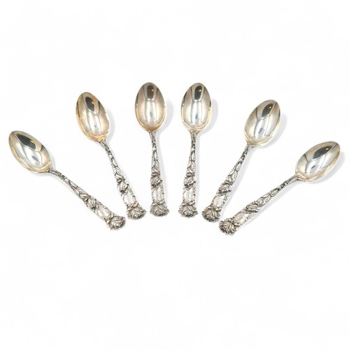 ANTIQUE ART NOUVEAU ALVIN BRIDAL ROSE REPOUSSE 6 DEMITASSE SPOON STERLING SILVER