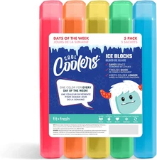 Cool Coolers by Fit + Fresh, 5 Pack Days of the Week Ice Blocks, Compact Reusabl