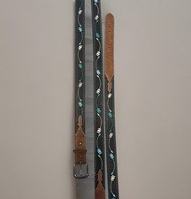 Western Leather Belt Silver  Turquoise Design Girls 24  - 28  