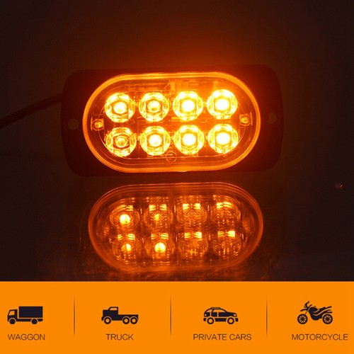 6500K 8 LED Yellow Strobe Truck Hazard Beacon Flash Warn Emergency Lamp Light - Picture 4 of 6
