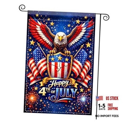 American Garden Flag, Happy 4th of July Eagle & Shield 12''x18'' CU01571
