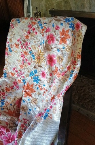 Vintage Floral Quilt Blanket Bedspread Chic Cottage Core Reversible 80 X 82 - Picture 4 of 8