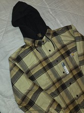 Carhartt Rugged Flex Relaxed Fit Flannel Fleece Lined Hooded Shirt Jacket XXL