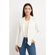 Cato Women’s White Open Front Blazer Jacket Long Sleeve Work Office Size L
