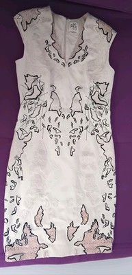 PH5 Designer Dress a unique Pink Color with Black and Cream Accents. Size 10 US