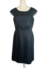 Tahari Arthur S Levine Black Cap Sleeve Sheath Dress SZ 10 Chic Classic Shimmer