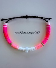 Waterproof Adjustable Beaded Bracelet, Beach, Stackable, Heishi Beads Summer