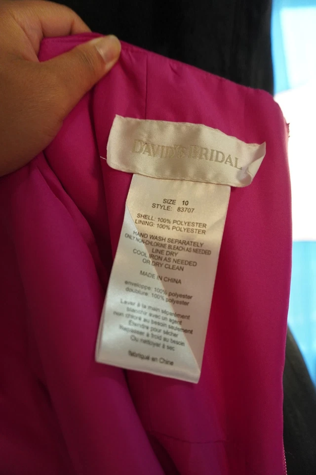 Vestido de noiva David’s cetim sem alças – rosa quente, tamanho 10 - Imagem 3 de 3