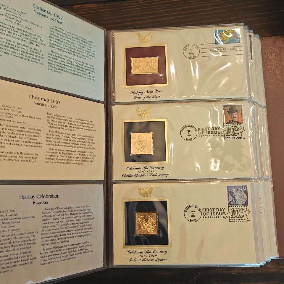 Golden Replicas of United States Stamps 22k Gold FDC 74 Covers 1997 & 1998 - Image 2 of 4