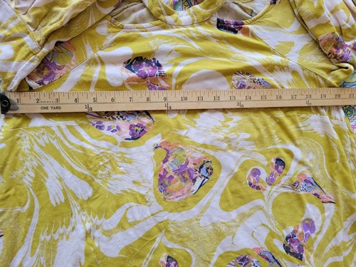 Free People Drift Away Tunic Top Womens Sz S Yellow Cold Shoulder Ballon Sleeve - 第 9/11 張圖片