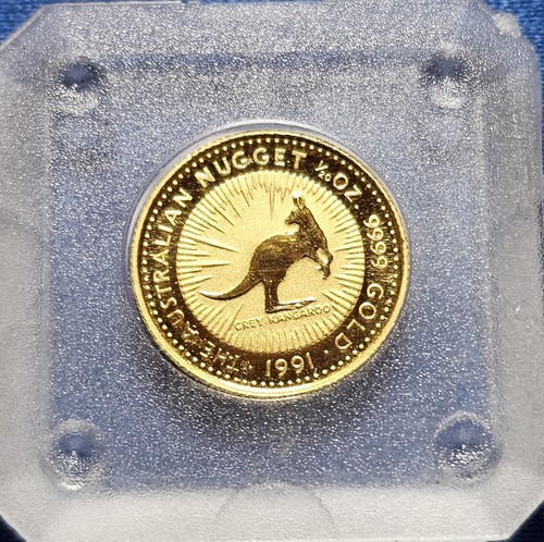 A Australia. 1991 1/20th oz Gold - $5. Nugget Series - Grey Kangaroo. BU