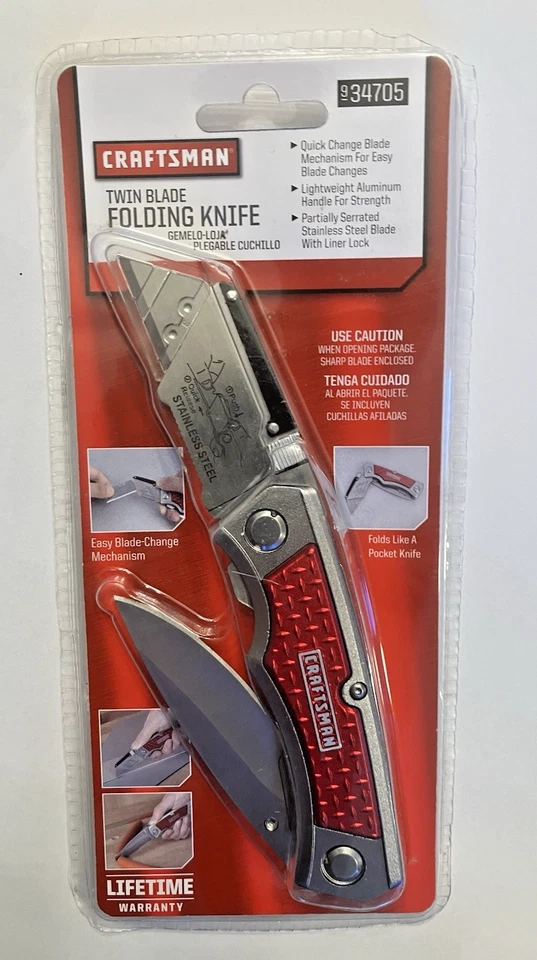 CRAFTSMAN 34705 Twin Blade Folding Utility Knife  Red - Image 4 of 4