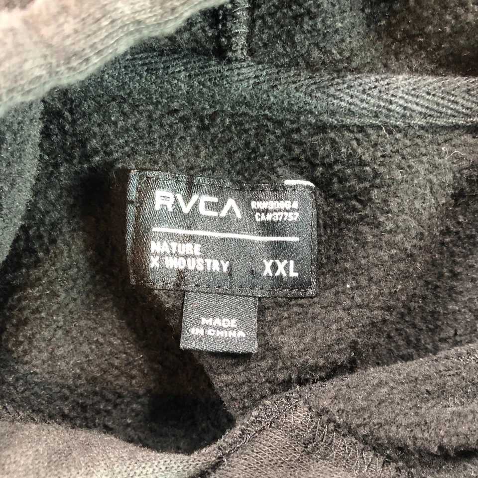 RVCA Hoodie  Mens 2XL XXL Black Fleece Pullover Surf Skate Graphic Sweatshirt - Image 4 of 4