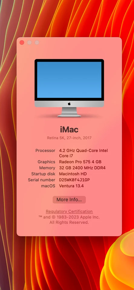 27" Mac 5K QUADCore i7 4.2GHz32GB Ram 1.03TB Fusion Radeon Pro 575 +KYBRD+MSE - Image 4 of 4