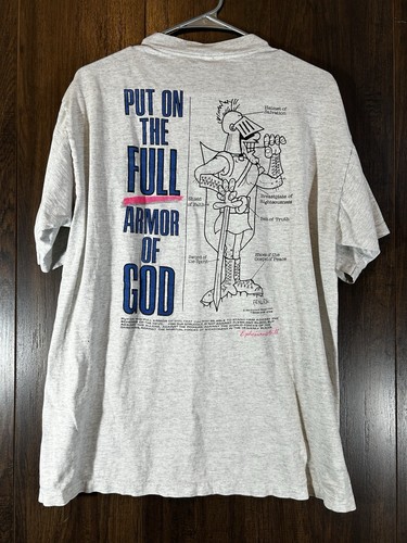 Vintage 1990 Don't Fight Naked Armor Of God TSHIRT XL Single Stitch Christian Jesus - Bild 7 von 13
