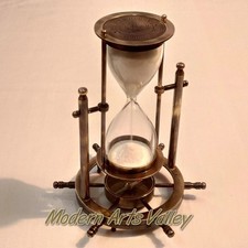Antique Brass Revolving Sand Timer Base Wheel Compass Collectible Gift