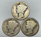 1917, 1917-D and 1917-S 10C Mercury Dimes 90% Silver