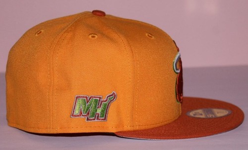 59Fifty New Era Fitted Hat MIAMI HEAT MH Cap NBA GOLD RUST Size 7 3/8 *1W - Picture 5 of 8